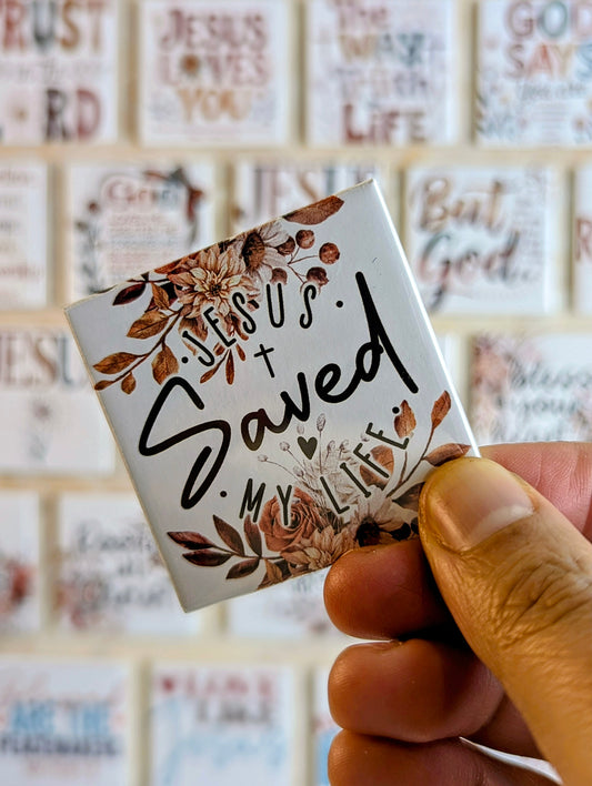 Jesus saved my life 50x50mm